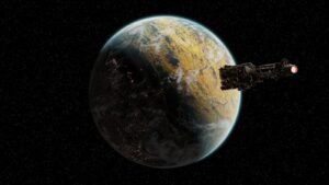 an artist's rendering of a space station in orbit