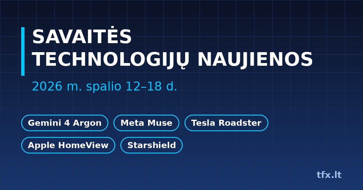 Savaitės technologijų naujienos 2026 m. spalio 12–18 d.